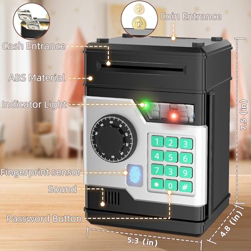 Nafeiv Piggy Bank, Automatic Electronic Piggy Bank For Kids Boys Girls With Password And Fingerprint Unlocking Simulation thumb #1
