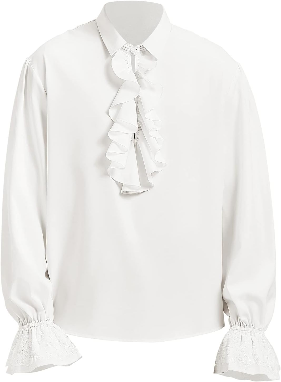 Mens Pirate Shirt Medieval Renaissance Victorian Costume Ruffled Steampunk Vampire Gothic Halloween Tops