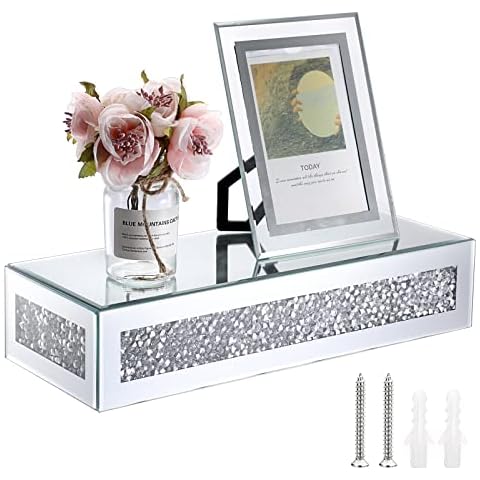 BTSKY Decorative Glass Mirrored Floating Shelf Cover