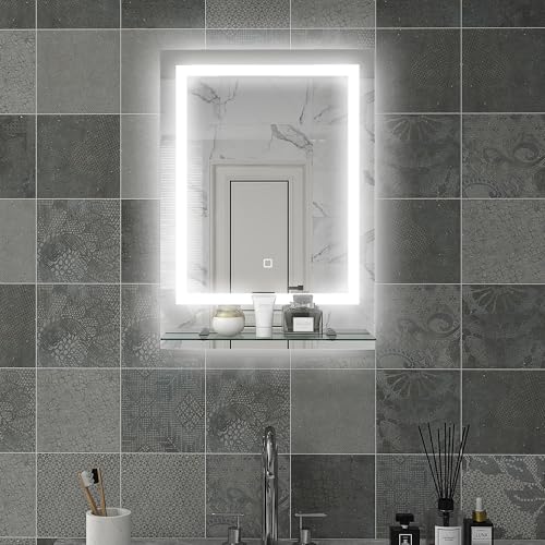 kleankin Badspiegel mit Beleuchtung 70 x 50 cm Rechteckiger Wandspiegel LED...