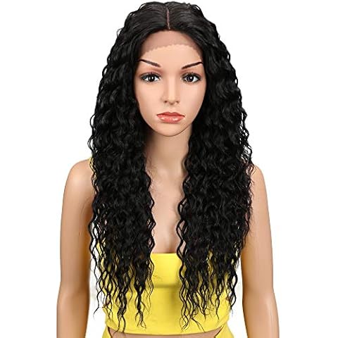 Joedir Lace Front Wigs Ombre Blonde 24" Long Small Curly Wavy Synthetic Wigs For Black Women 130% Density Wigs(1B) Cover