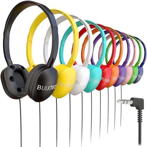 Bulktech 200-pack wired on-ear headphones with 3.5mm jack