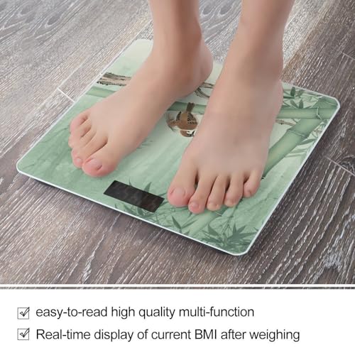 Báscula digital de baño con diseño aves marrones en bambú miniatura 5