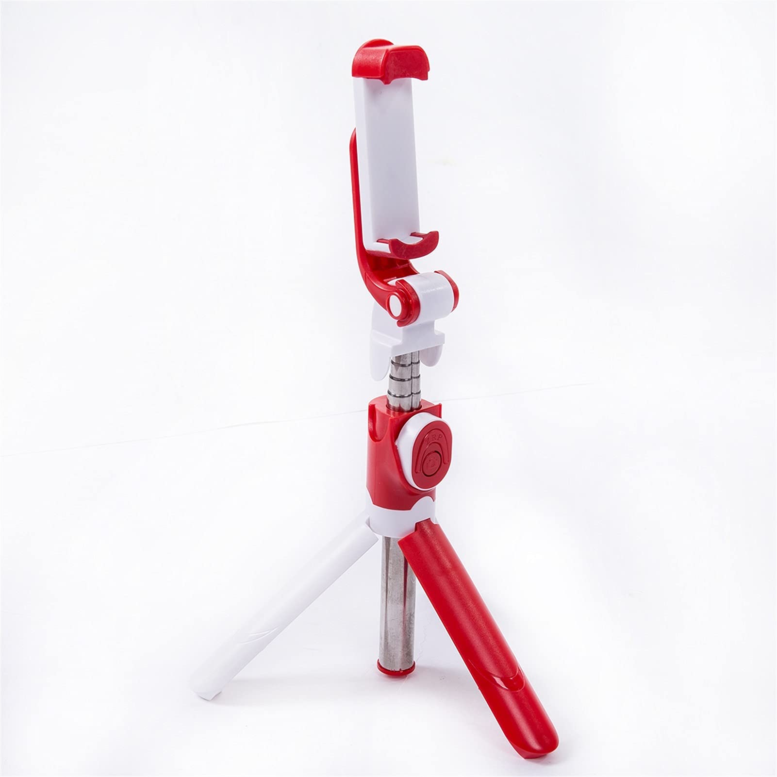 SCRUBY 2021 4 w 1 Bluetooth Selfie Stick Statyw Selfie Stick z bezprzewodowym pilotem i statywem (czerwony)