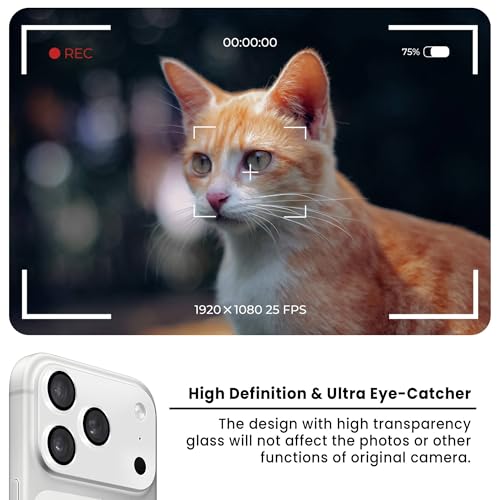 Image of ArmourPro Camera Lens Protector for iPhone 17 Pro 6.3-Inch, Full Coverage 9H Tempered Glass Ring Cover, Matte Metal Plate, Case Friendly | Silver, Pack of 1