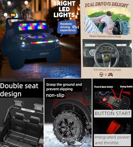 Image of Wishmaster Driving 4 Motor EV Cars for 1, 2, 3, 4, 5, 6 Years | Remote + Steering + Mobile App Control | Kids Jeeps (Medium Size F-Raptor [1-8 Year Kids], Yellow)