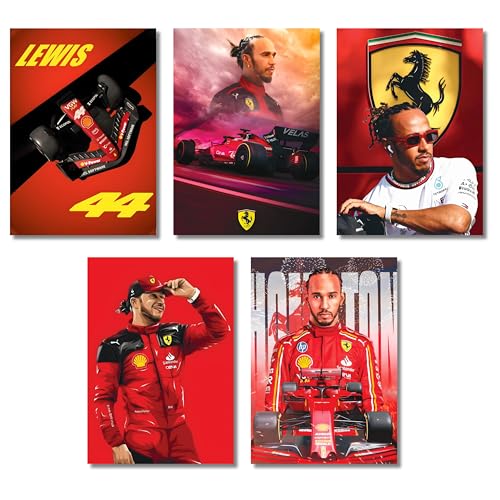 Image of Live Mad Live Crazy (LMLC) Lewis Hamilton Formula 1 Poster Set of 5 - A4 (9x12 Inch) Unframed Prints | F1 Champion Wall Art, Motorsport Posters, Racing Aesthetic Decor | Matte Finish