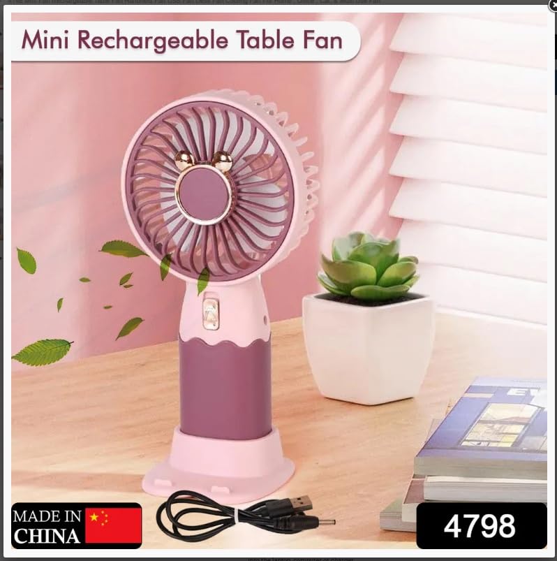 Image of MIRADH Mini Handheld Fan (Upto 2 Hours Running) Rechargeable Battery Operated Portable Fan, Desk Fan, Carry It Anywhere (PINK)