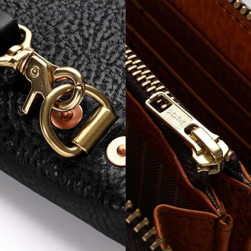 IJUN Handmade Vintage Clutch Wallet Bag for Men - Full Grain Oil Vegetable Tanned Cowhide Leather4