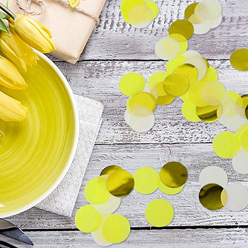 Image of VCOSTORE 1 Inch Tissue Paper Confetti Circles,1.76oz Round Paper Table Confetti Circle Dots, Suitable for Birthday Wedding Party Decoration and Baby Shower decorations,Gold and Yellow,5000 Pieces