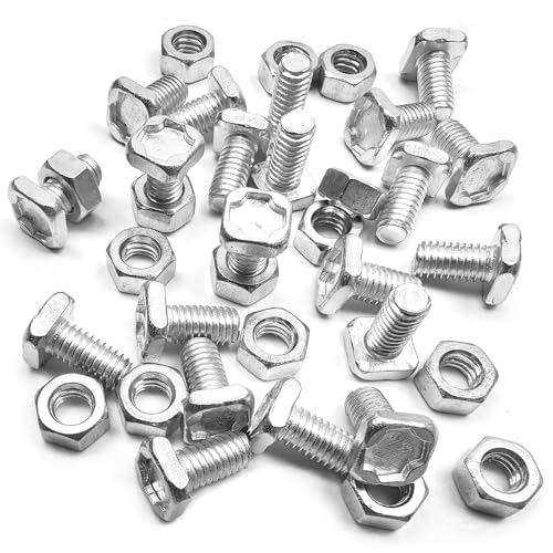 Image of 30 Pack Greenhouse Nuts and Bolts Square Head 10mm Aluminium Greenhouse Bolts & Nuts Greenhouse Accessories for Installing Building Repairing and Fixing Green House