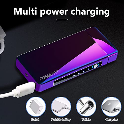 COMANYI Rechargeable USB Electric Plasma Arc Lighter with LED Power Display - Windproof for Candles, Camping, Hiking, Traveling (Magic)