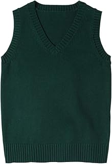 jinghuiyue Women’s V Neck Sweater Vest School Uniform Solid Color Sleeveless Knit Sweaters Pullover Tank Tops