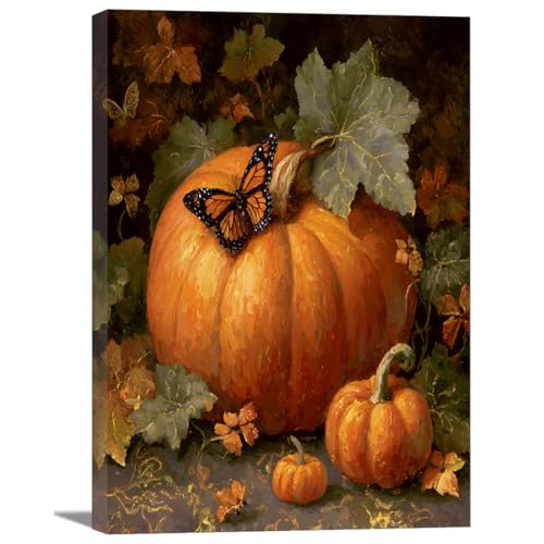 Toile Murale D'Halloween Horreur Retro Poster Citrouille Cadre 40x60cm