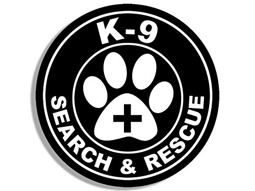 Round K9 Search and Rescue w/Paw Cross Sticker (k-9 Dog Logo Insignia)