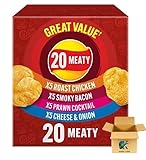 Meaty Variety Crisps Multipack 20 x 25g, 4 Assorted Flavours, Roast Chicken, Smoky Bacon, Prawn Cocktail, Cheese and Onion By Kavya Global