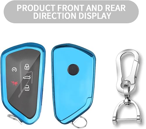 Miniatura 6 de QBUC Funda para llavero Volkswagen con llavero, funda para llave de coche para VW ID.4 ID.6 MK8 Golf GTI Atlas Cross Sport 2025 Tiguan (azul)