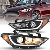 JSBOYAT Halogen Headlight Assembly Compatible with 2017 2018 Hyundai Elantra Left and Right Side OE Style, Only Fits Halogen NON-DRL Models, Not Fits GT Model