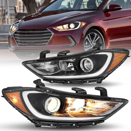 JSBOYAT Halogen Headlight Assembly Compatible with 2017 2018 Hyundai Elantra Left and Right Side OE Style Only Fits Halogen NON-DRL Models Not Fits GT Model