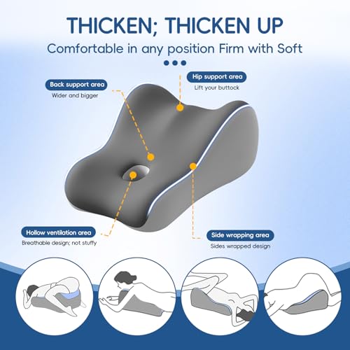 Image of Latex Comfort Pillow for Adults | Supportive Cushion for Pregnancy, Relaxation & Couples | All-Purpose Sleeping & Lounging Pillow with Washable Cover-Two-Tone Gray