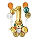 Jxuzh 1. Set di decorazioni per compleanno della giungla, palloncini decorativi per bambini, 1 anno di compleanno per bambini, decorazione per il 1° compleanno