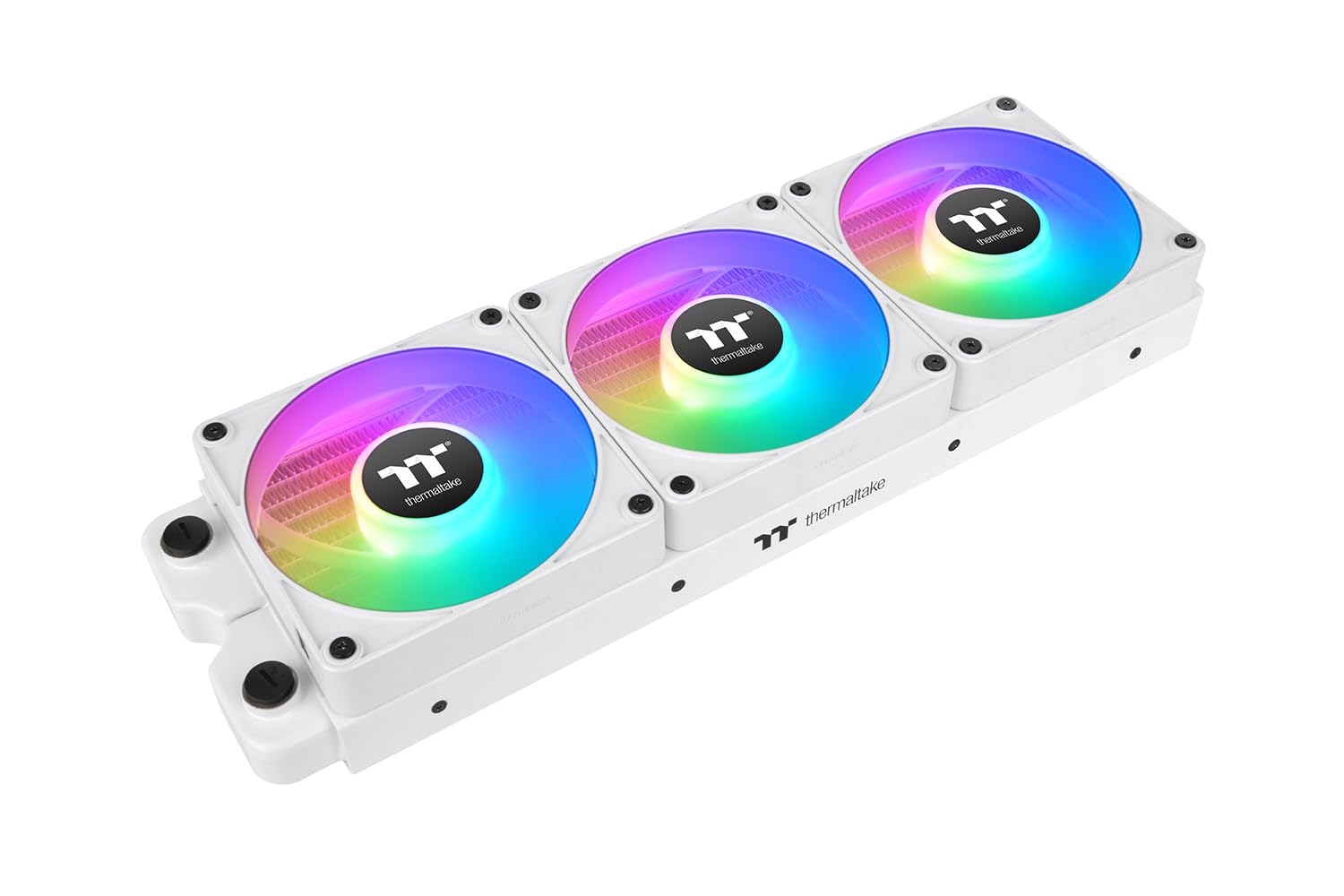 Thermaltake CT120 EX Reverse ARGB Sync|120mm|Pack de 3|Connexion en série magnétique MagForce 2.0 | PWM 500–2000 tr/min | 9 LED adressables | Synchronisation carte mère 5V|Roulement hydraulique|Blanc