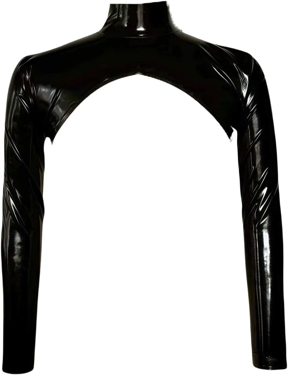 Black Latex Top Jacket Cropped Shrug Arm Warmers