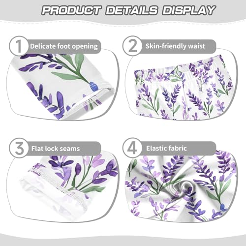 Watercolor Lavender Girls' Leggings Toddler Doodles Purple Kids Yoga Pants Dance Active Tights 4T3