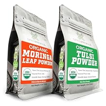 Spice Profile Green Goodness Duo | Moringa Leaf Powder + Tulsi Holy Basil Powder Combo | Perfect for Smoothies, Teas & Wellness Blends