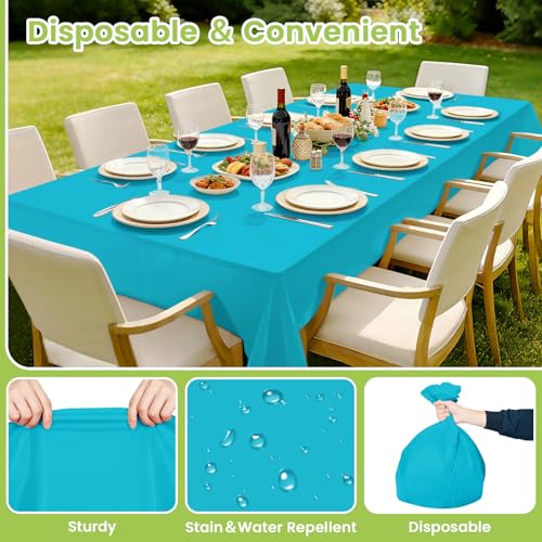 Image of Mulbozy Teal Plastic Tablecloth Disposable 4 Pack, 54 x 108 Inch
