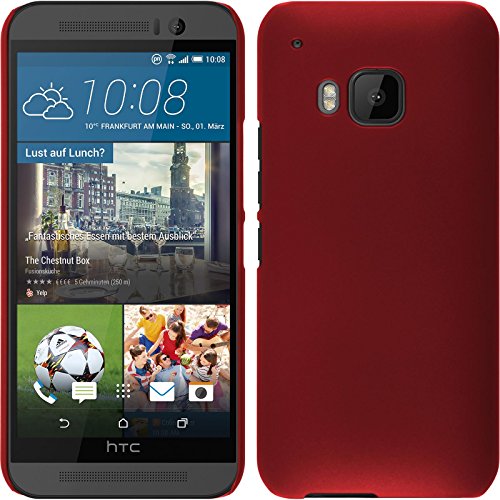 PhoneNatic Funda Rígida Compatible con HTC One M9   Goma Rojo   Cover Cubierta + Protector de Pantalla