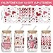 Valentine's Day UV DTF Cup Wrap Transfer Stickers for Glass 5 Sheets Pink Heart Beer Love Print Stickers for Tumblers Rub on Transfer Cup Stickers Waterproof Uvdtf Transfer Film for 16 OZ Glass Crafts
