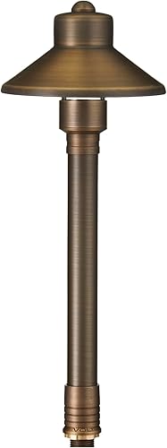 Miniatura 7 de VOLT Sombrero plano de 12 V, luz de camino de latón negro (pantalla de 5 pulgadas, 25 pulgadas de alto) con estaca de tierra