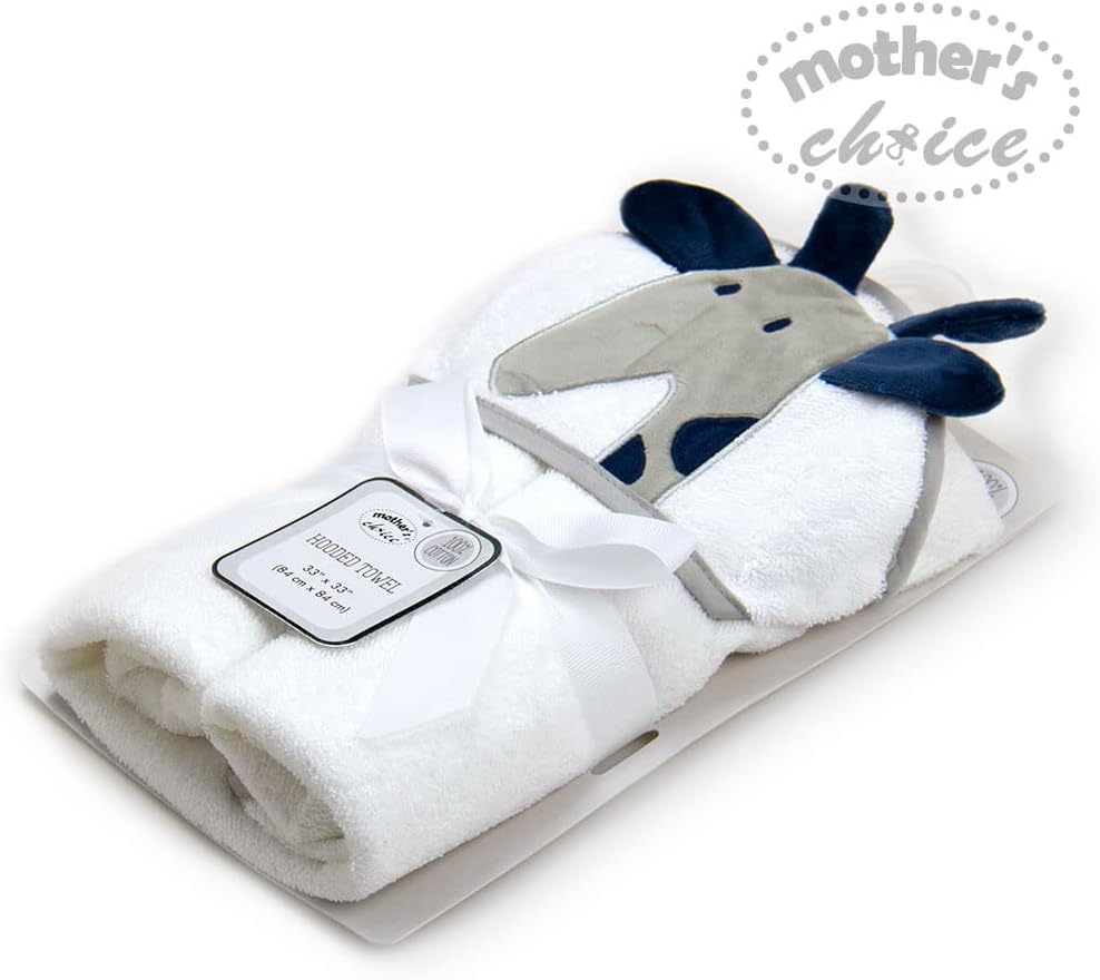 Mother's Choice Baby Hooded Towel - Large Size 33x33 Inch, 100% Cotton, Ultra-Soft & Absorbent Bath Towel for Newborns, Infants, Toddlers, Boys & Girls with Animal Hood (Giraffe)