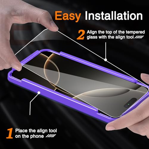 Image of Wiaocit 3 Pack Tempered Glass Screen Protector for iPhone 16 Pro with 3 Pack Camera Lens Protector, 9H Hardness, Bubble Free, Case Friendly