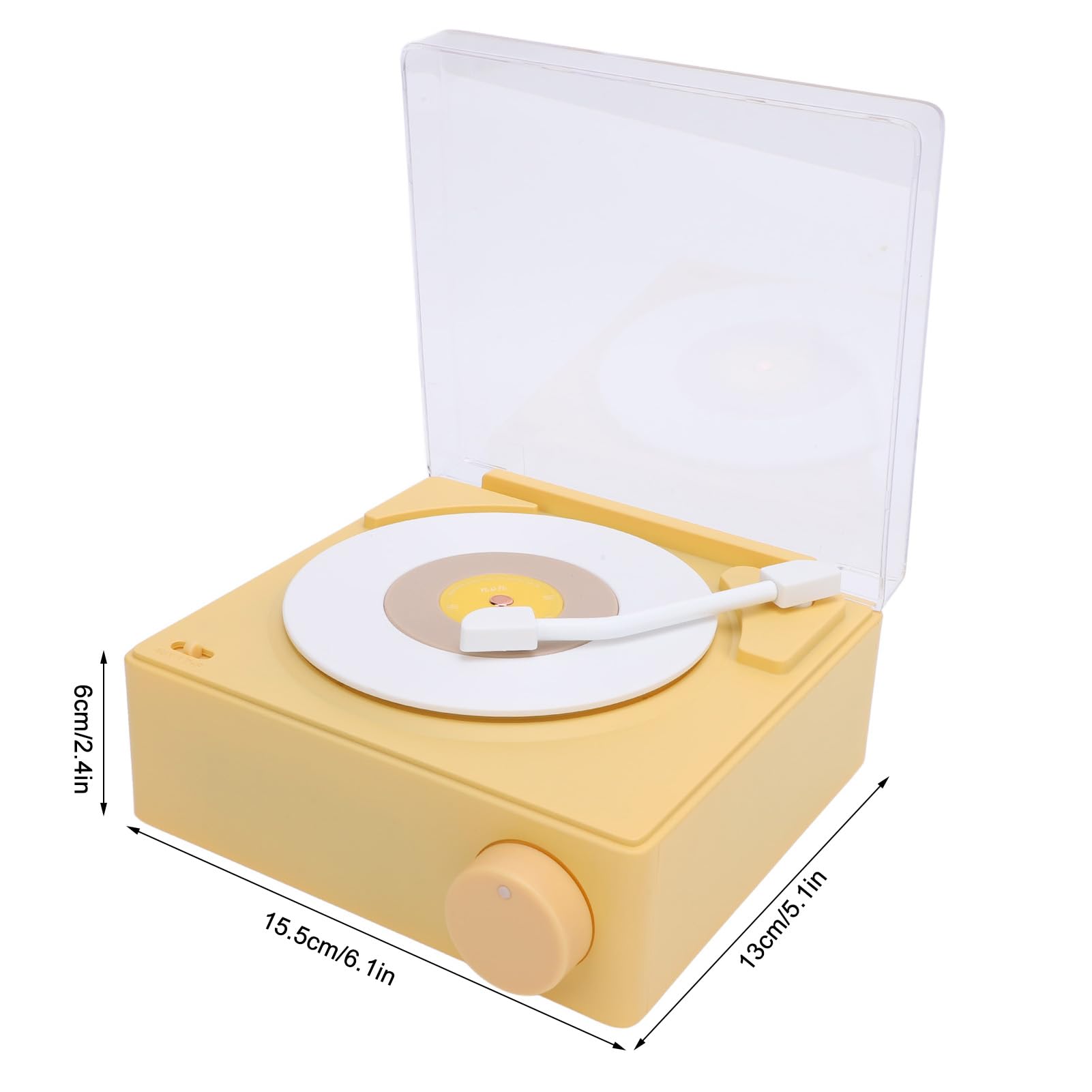 SIXRUN Altavoz Bluetooth con Tocadiscos, Altavoz Inalámbrico ABS con Reloj Despertador, Batería Integrada de 1200 MAh, Compacto de 15,5 X 6 X 13 Cm para el Hogar, Dormitorio, Escritorio, Oficina