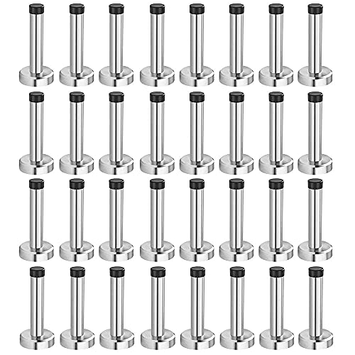 Stainless Steel Door Stopper With Sound Dampening Rubber Bumper，Wall Mount Door Stop, Contemporary Safety Door Holder With Hardware Screws, Brushed Finish, 3.5 Inch In Height (32 Pcs)… #TOP4