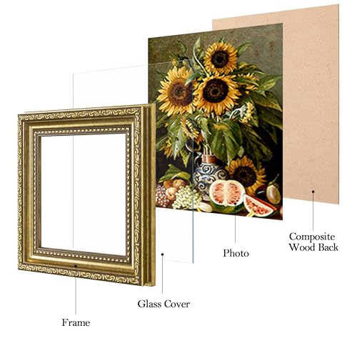 Image of eletecpro 5x5 Vintage Picture Frame, Glass Cover, Gold, 2-Pack | Display Photo 5x5, Tabletop or Wall Decor