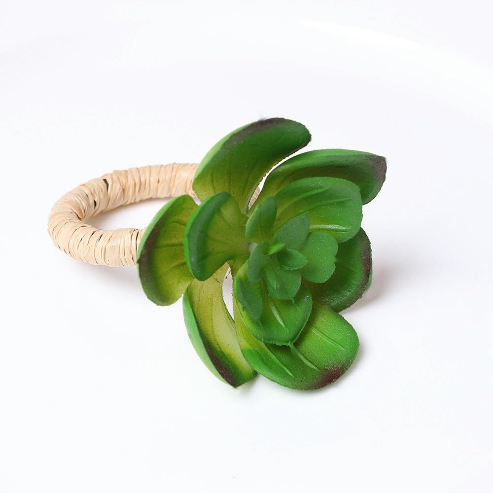 Rond De Serviette en Métal Lot de 60 Ronds De Serviette Succulents Verts Parfaits pour Les Mariages Les Hôtels Les Anniversaires Les Réunions De Famille Et Les Fêtes d'anniversaire