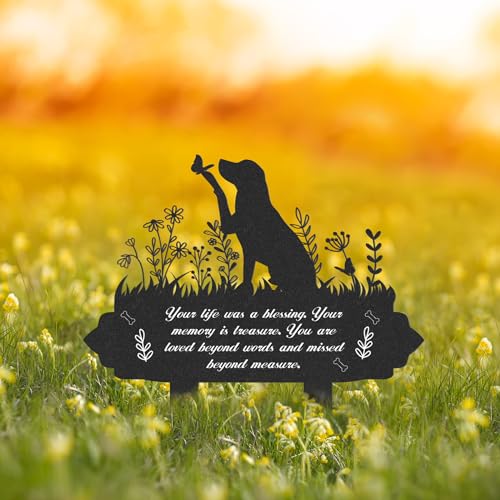 Rngmsi Memorial Pet Grave Markers- Metal Dog Pet Grave Markers Garden Grave Decorations For Cemetery Waterproof Grave Stakes Plaque Pets Headstone To Memorial Dog Garden Memorial Graves thumb #2