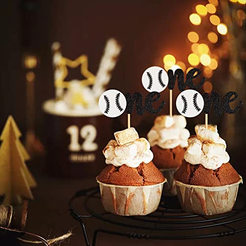 Ercadio 24 Pack Baseball One Cupcake Toppers Glitter Baseball 1St Birthday Cupcake Picks Sports Theme One Cupcake Decors For Baby Shower Birthday Party Supplies #TOP3
