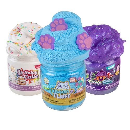 ORB Goat Slimi 3 Pack V2 - Fun, Scented, Fluffy Sensory Slime with Mix-ins - Includes Birthday Cake, Kitten Fluff, and Fairy Mist - Perfect for Play, Stress Relief or Gifts for Kids & Adults