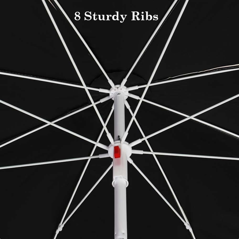 220cm 240cm Parasol Ogrodowy z 8 Żebrami Parasol Plażowy Przechylany Składany Przeciwsłoneczny UPF 50+ na Plażę Kemping