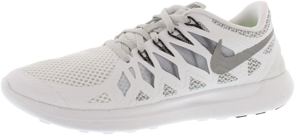 Nike Mens Free 5.0, WHITE/METALLIC SILVER-WOLF GREY-PURE PLATINUM, 11.5 M US