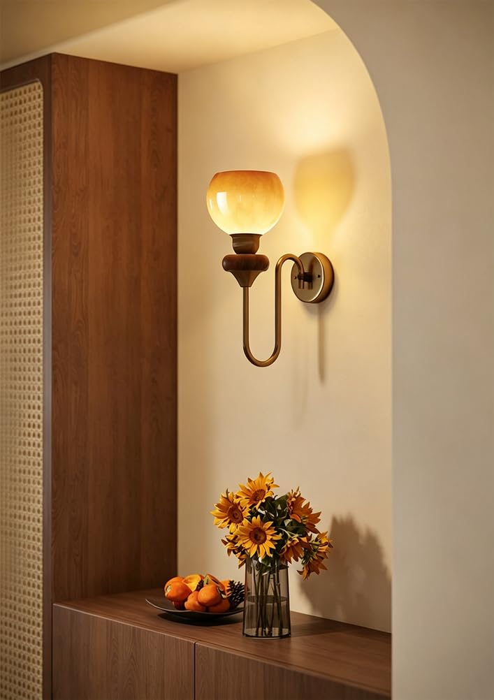 Applique Murale Lampada Da Parete Stile Francese Vintage Spettro Completo Applique In Vetro Protettiva Degli Occhi Per Camera Da Letto Soggiorno Scala Ingresso Arredamento Casa