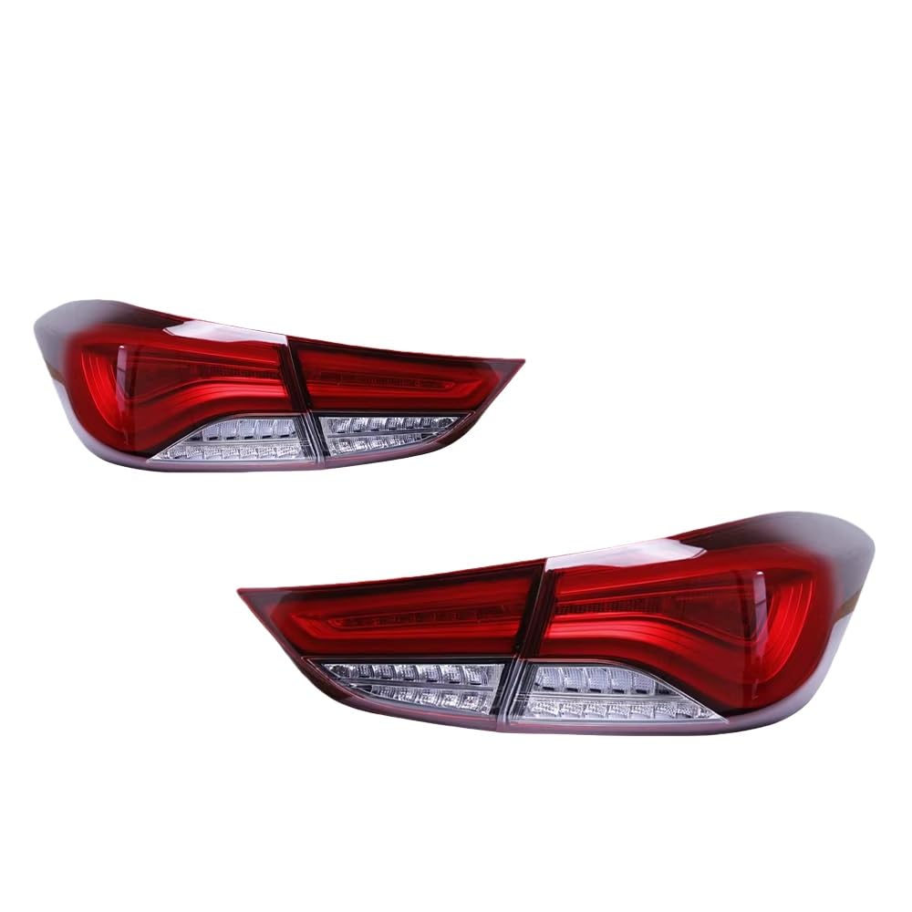 LED Tail Lights For Hyundai For Elantra 2012-2014 DRL Fog Reverse Brake Signal Car Rear Light Assembly Rear Tail Light Lamp Lens(Red)