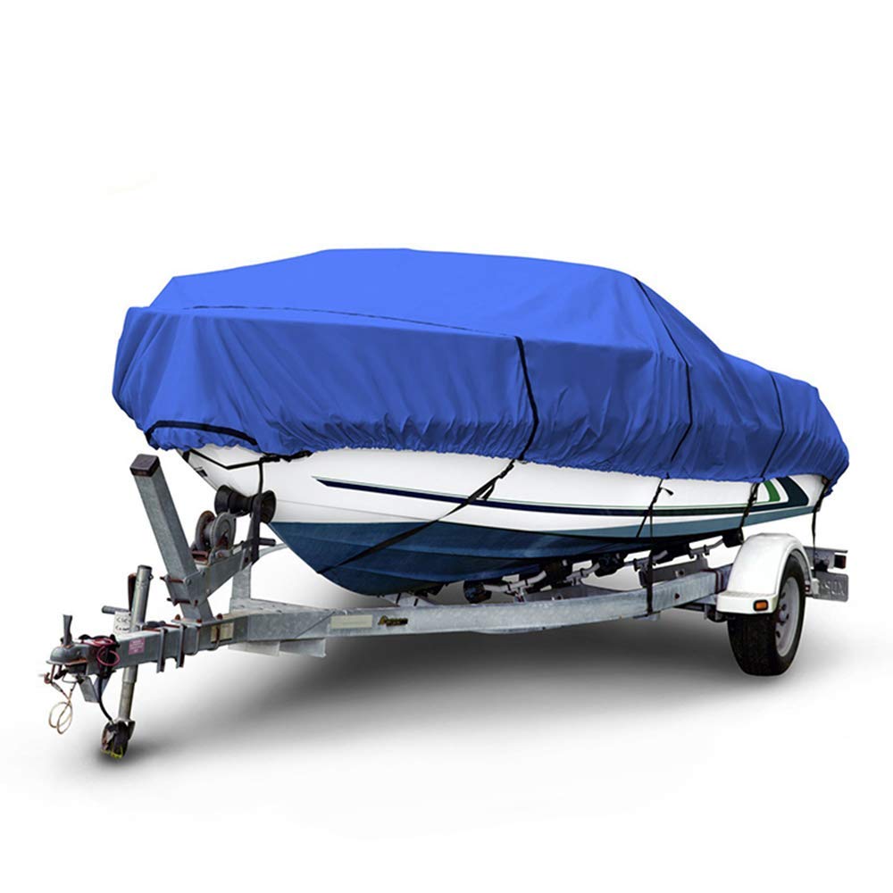Telo Copri-Barca in Tessuto Resistente 600D e antistrappo di qualità Marina per imbarcazioni runabout a Tre scafi con Scafo a V (Blu da 20 a 22 Piedi)