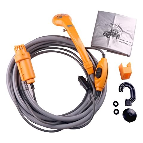 LIEBMAYA 12V car cigarette lighter Portable shower electrical pump for Outdoor Camping Car washing dog cleaning yellow … Cover