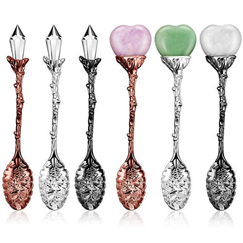 Amyhill 6 Pcs Vintage Tea Spoons For Tea Witch Spoon Vintage Spoons Crystal Alloy Spoon For Hot Tea Fancy Coffee Spoons For Cafe Tableware Coffee Bar Ice Cream Home Office Party cover
