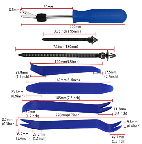Image of Car Push Retainer Clips Automotive Screws Auto Body 845Pcs Fastener Push Pins Kit Set Panel Bumper Clips with 10 Cable Ties Fastener Remover for GM Ford Toyota Honda Chrysler Acura Blue